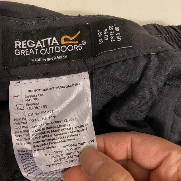 MENS 40” REGATTA Outdoors WORKING WALKING Hiking ACTION CARGO TROUSERS UPF40+ - Picture 7 of 12